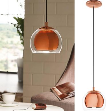 Lmpara colgante acero cobre E27 1X40W