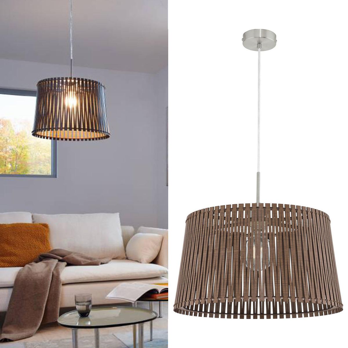 EGLO - Lámpara Colgante Send Acero Café