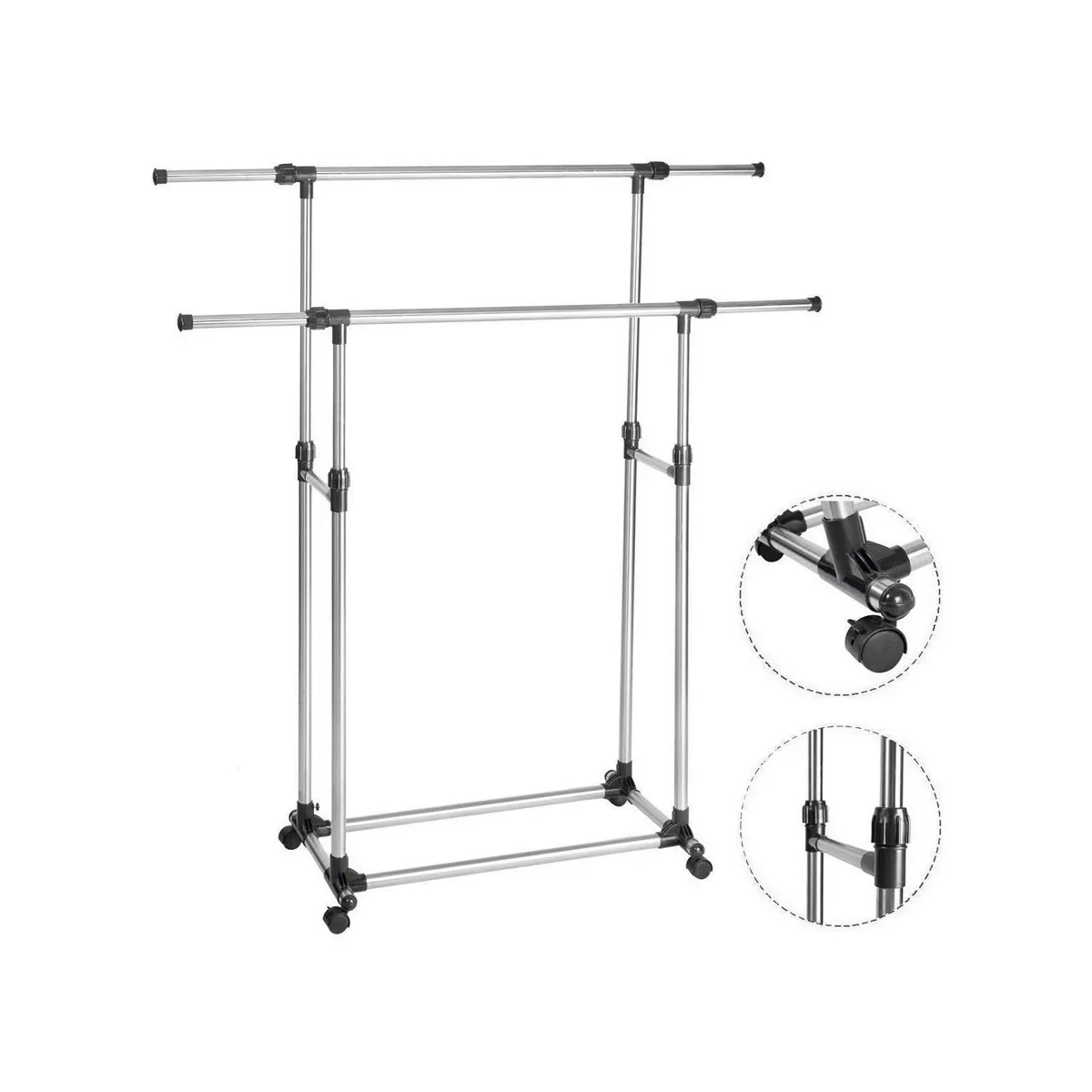 IMPORTADORA USA - Pechero Colgador de Ropa doble Metal Plateado