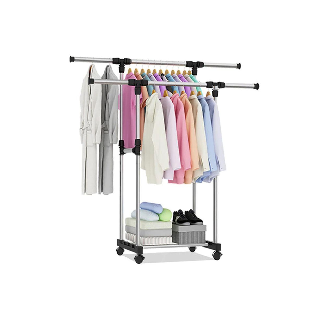 IMPORTADORA USA - Pechero Colgador de Ropa doble Metal Plateado