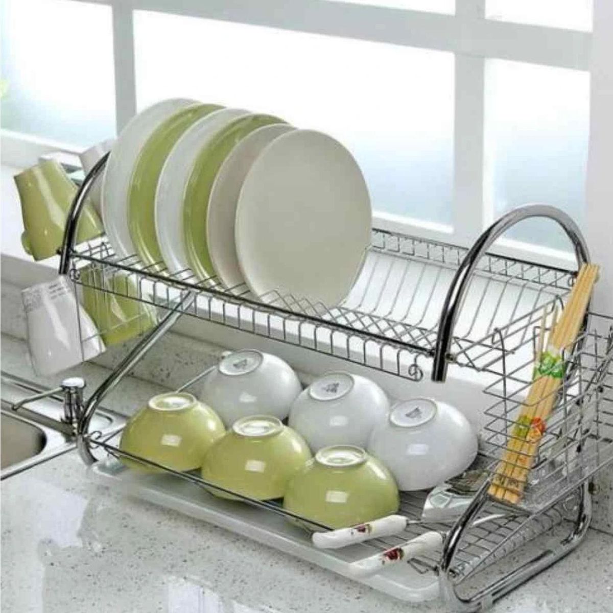 IMPORTADORA USA - Secador platos vajilla escurridor 2 niveles acero