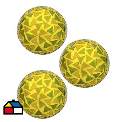 Pack 3 esferas decorativas plumavit 8 cm amarillo
