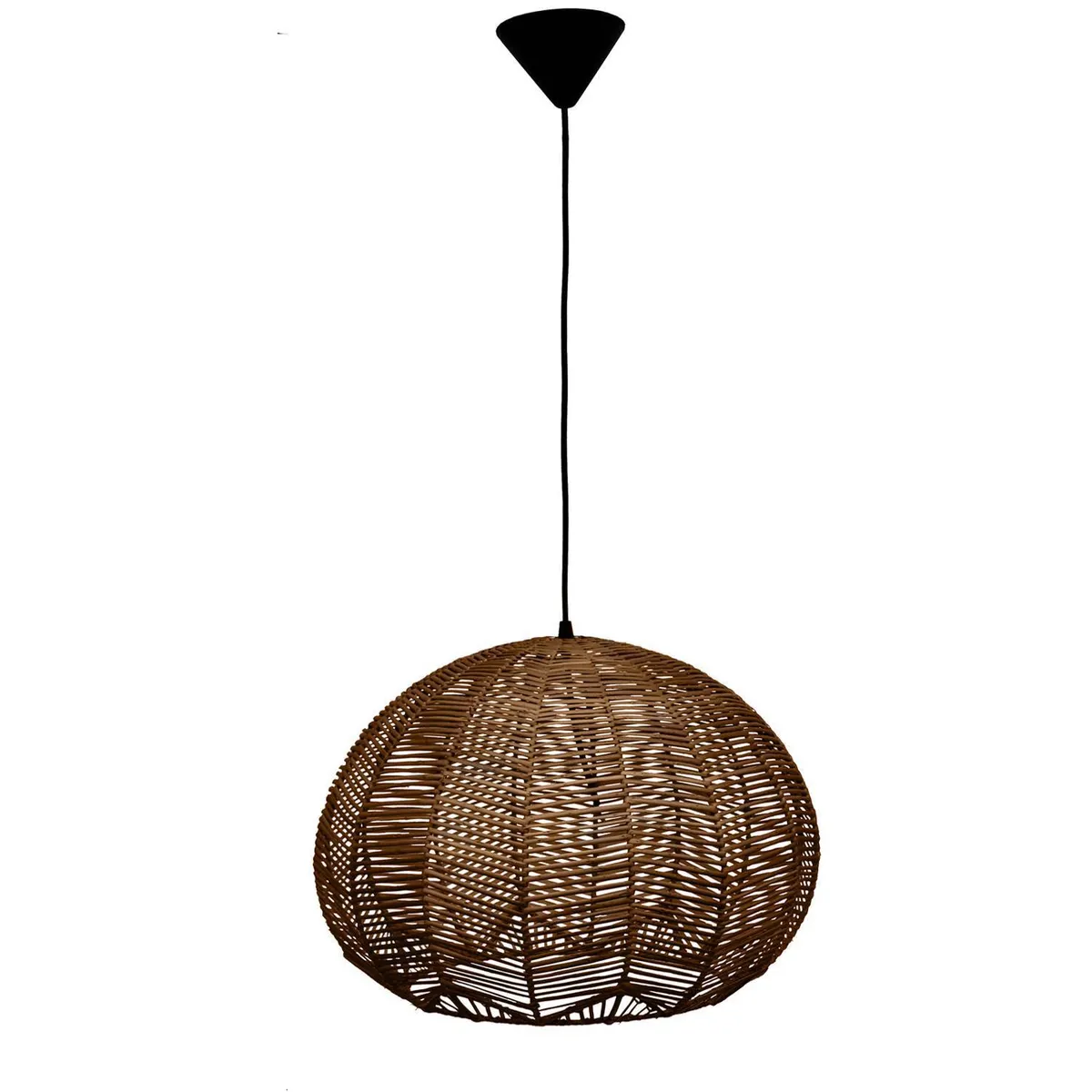 WICKER LAMP CHILE - Lámpara Colgante Calabaza Mimbre Café 45 cm