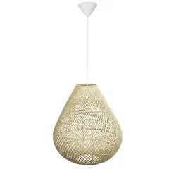 WICKER LAMP CHILE - Lámpara colgante mimbre ailén blanca