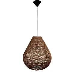 WICKER LAMP CHILE - Lámpara colgante mimbre ailén ii café