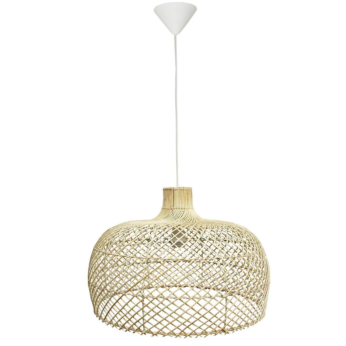WICKER LAMP CHILE - Lámpara Colgante Nehuén Mimbre Blanco 50 cm