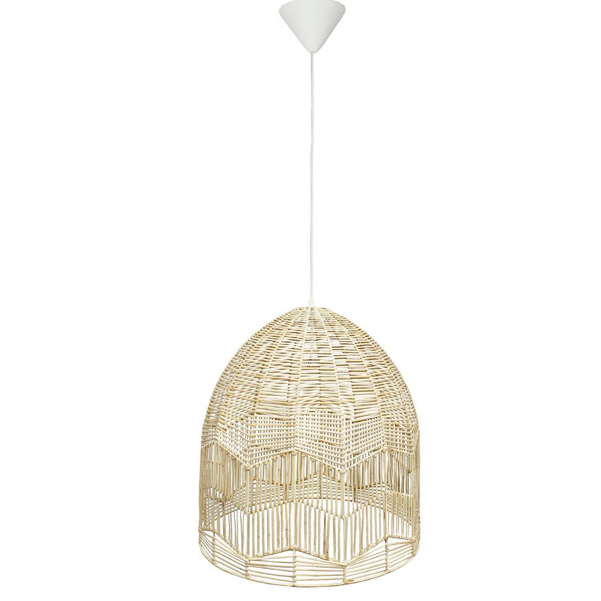 WICKER LAMP CHILE - Lámpara Colgante Calquín Mimbre Blanco 45 cm