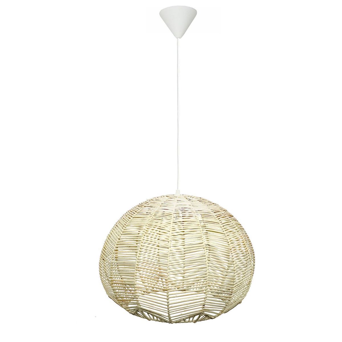 WICKER LAMP CHILE - Lámpara Colgante Calabaza Mimbre Blanco 45 cm