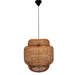 WICKER LAMP CHILE - Lámpara colgante mimbre antumalen café