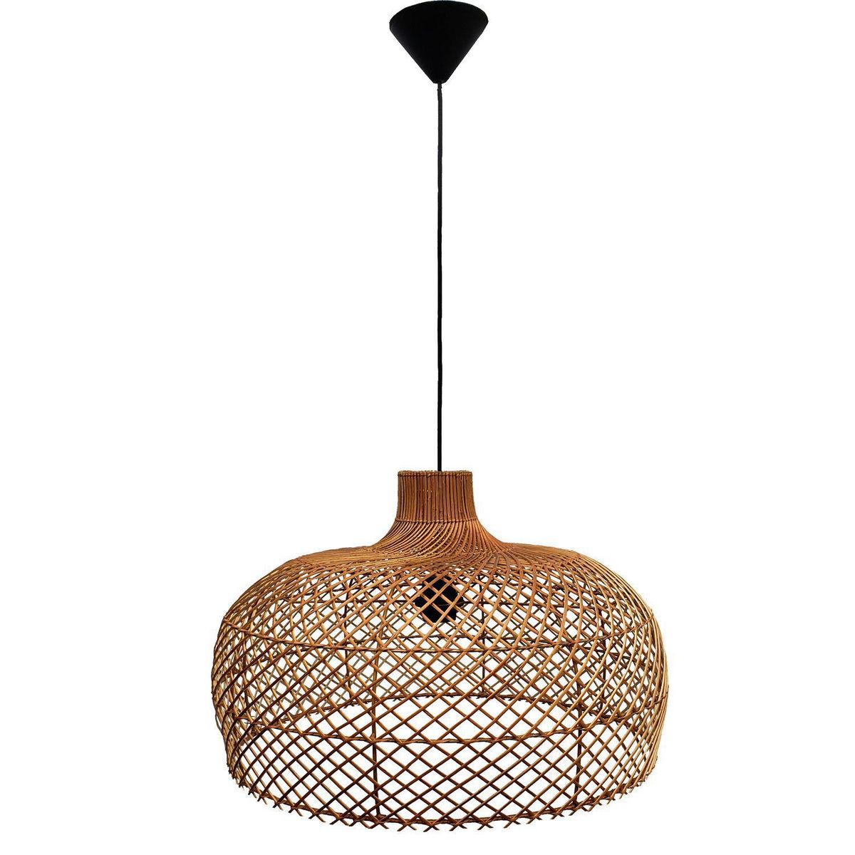 WICKER LAMP CHILE - Lámpara Colgante Rayén Mimbre Café 50 cm