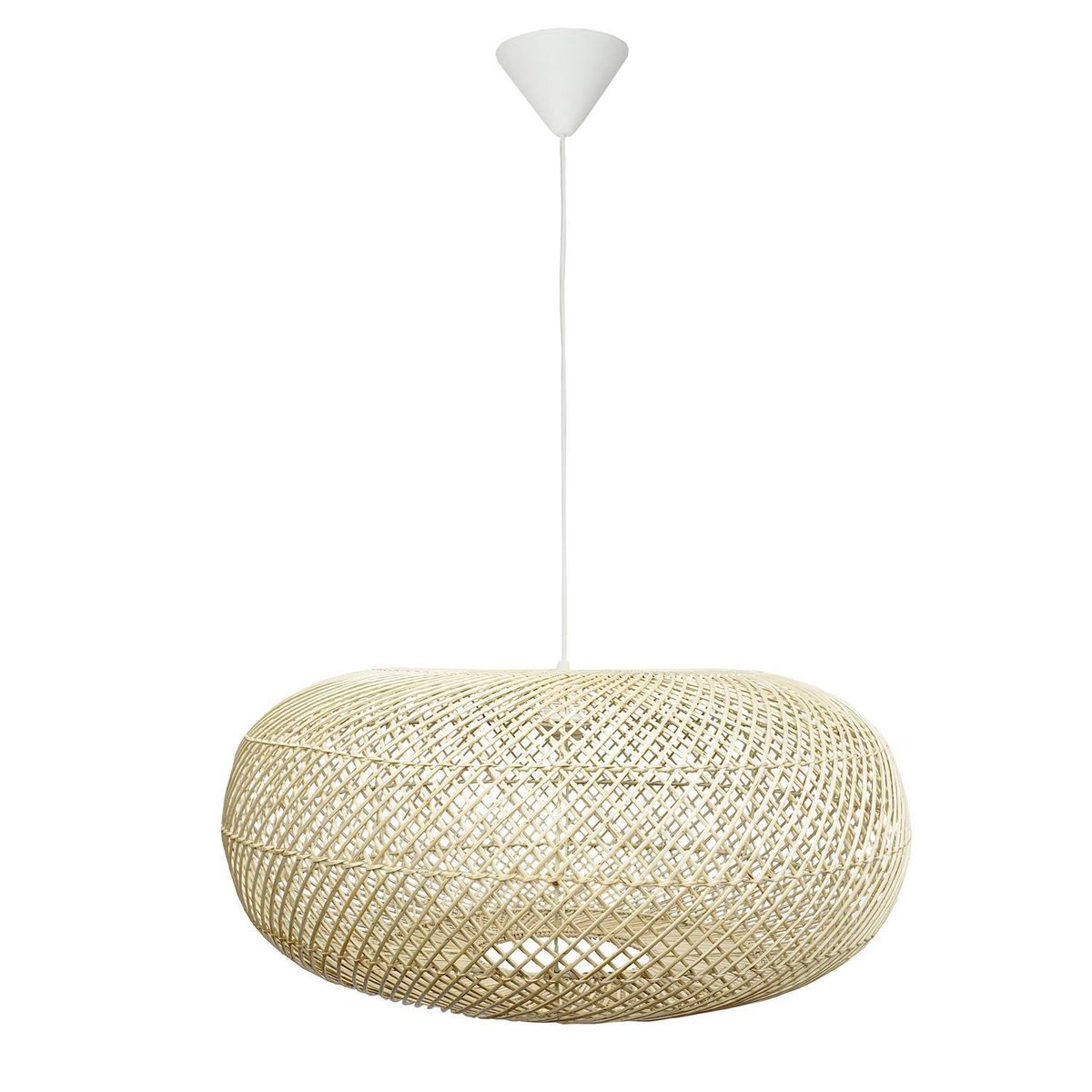WICKER LAMP CHILE - Lámpara Colgante Nehuén Mimbre Blanco 62 cm