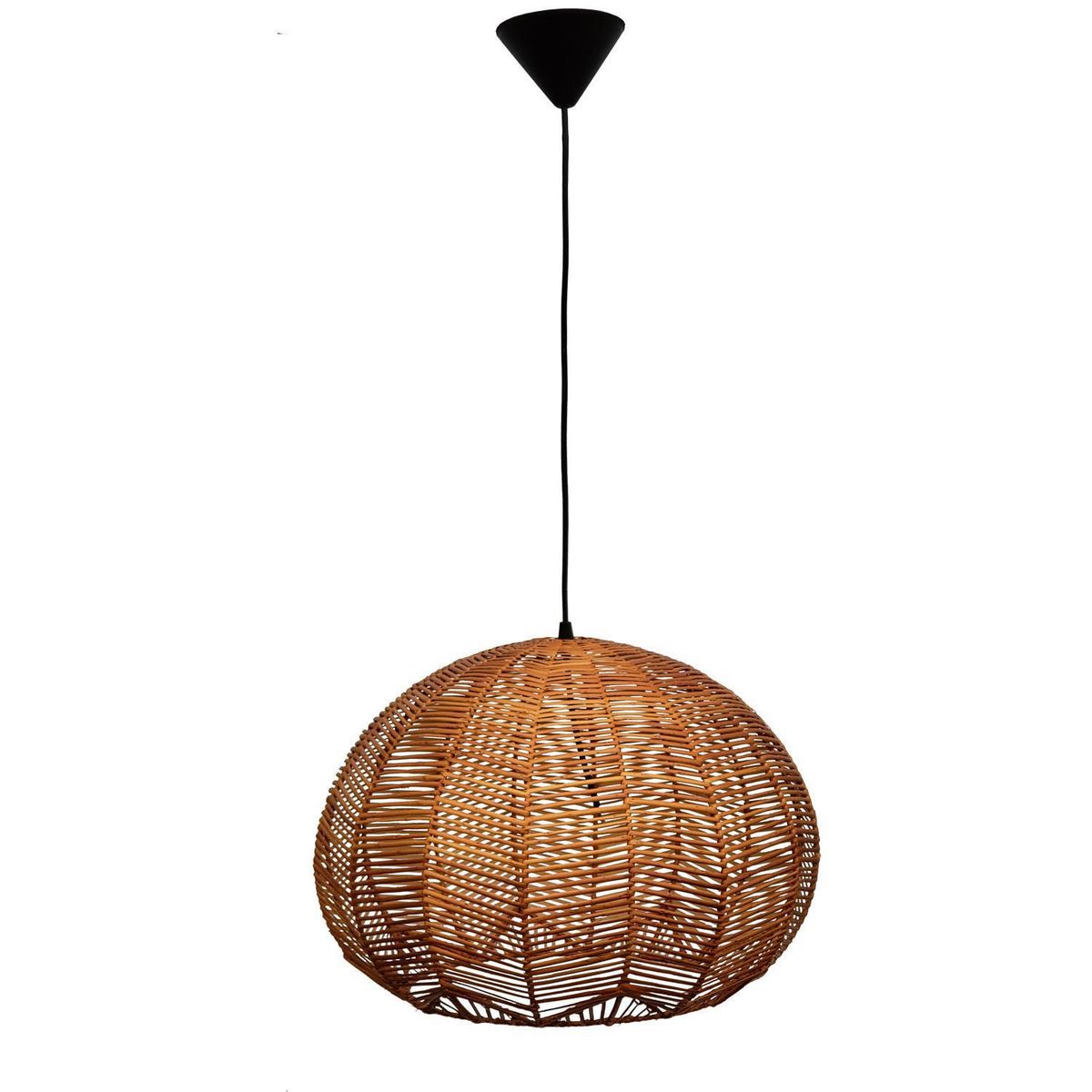 WICKER LAMP CHILE - Lámpara Colgante Calabaza Mimbre Café 45 cm