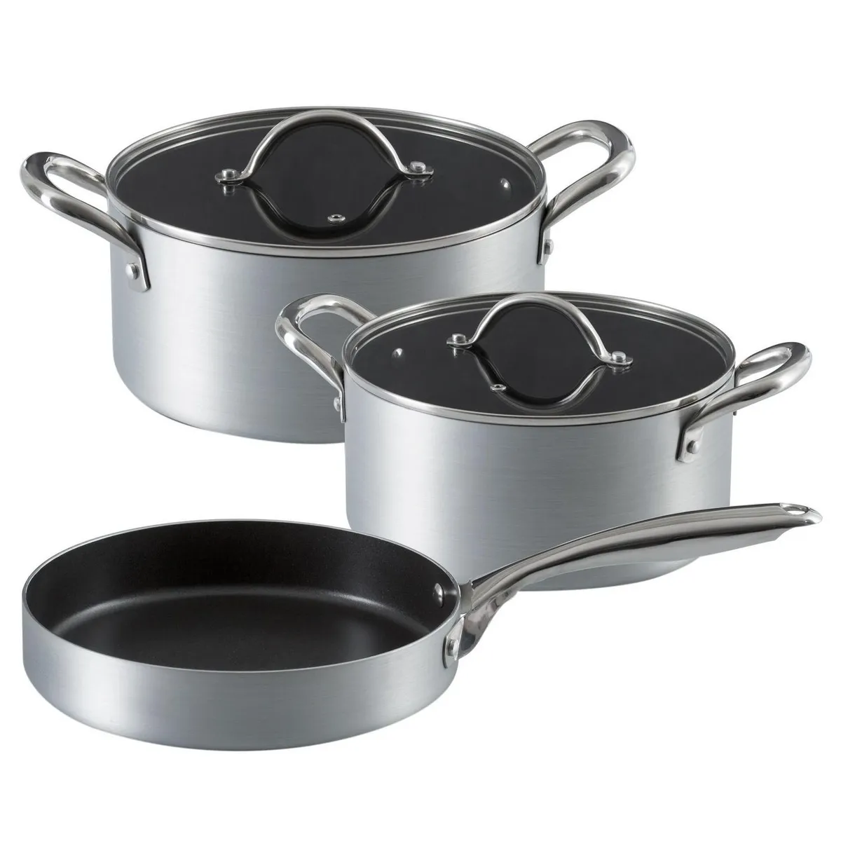 ILKO - Batería de Cocina 5 Piezas Aluminio Industrial Plateado