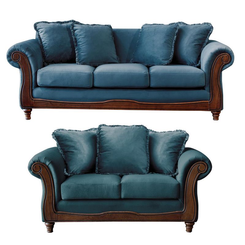 LATAM HOME - Living 3 cuerpos Rimini 88x82x215 cm Azul Petróleo