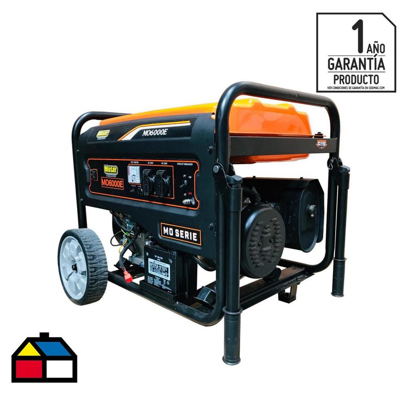 MOSAY - Generador Eléctrico a Gasolina Partida Eléctrica 5000 W 25 l