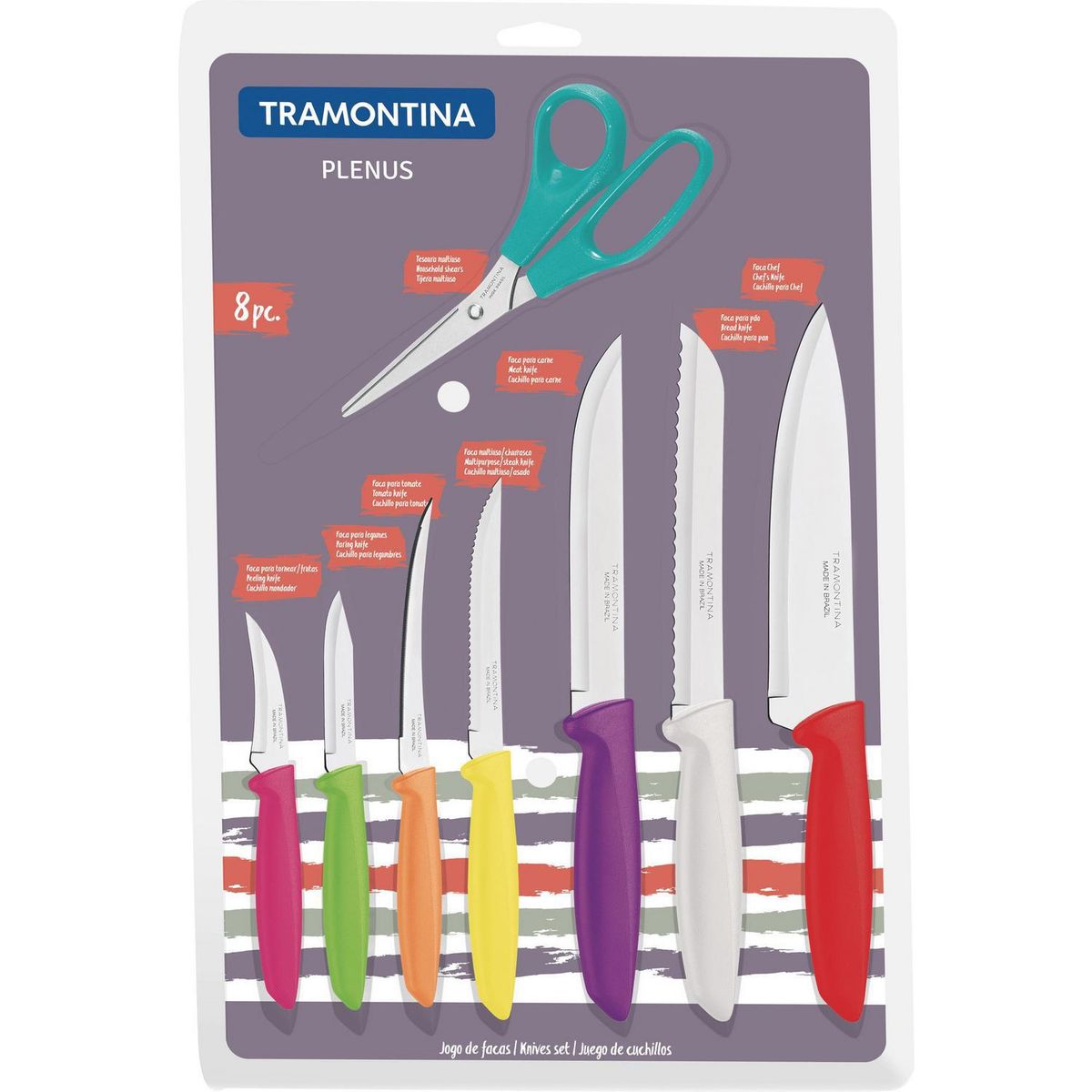 TRAMONTINA - Juego de Cuchillos Tramontina 8 Unidades y Tijera