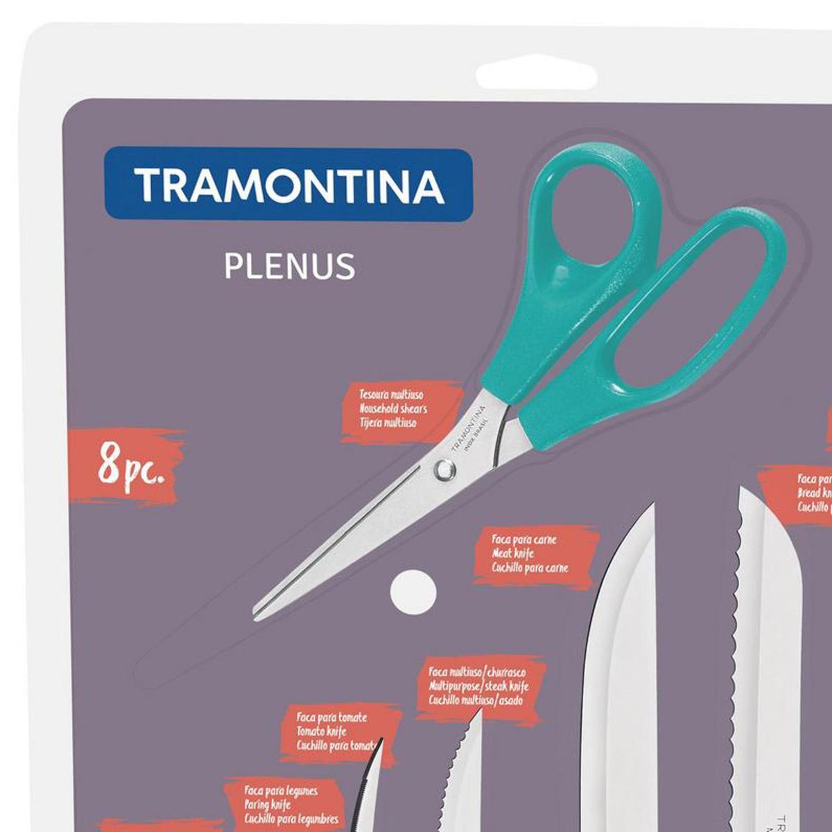 TRAMONTINA - Juego de Cuchillos Tramontina 8 Unidades y Tijera