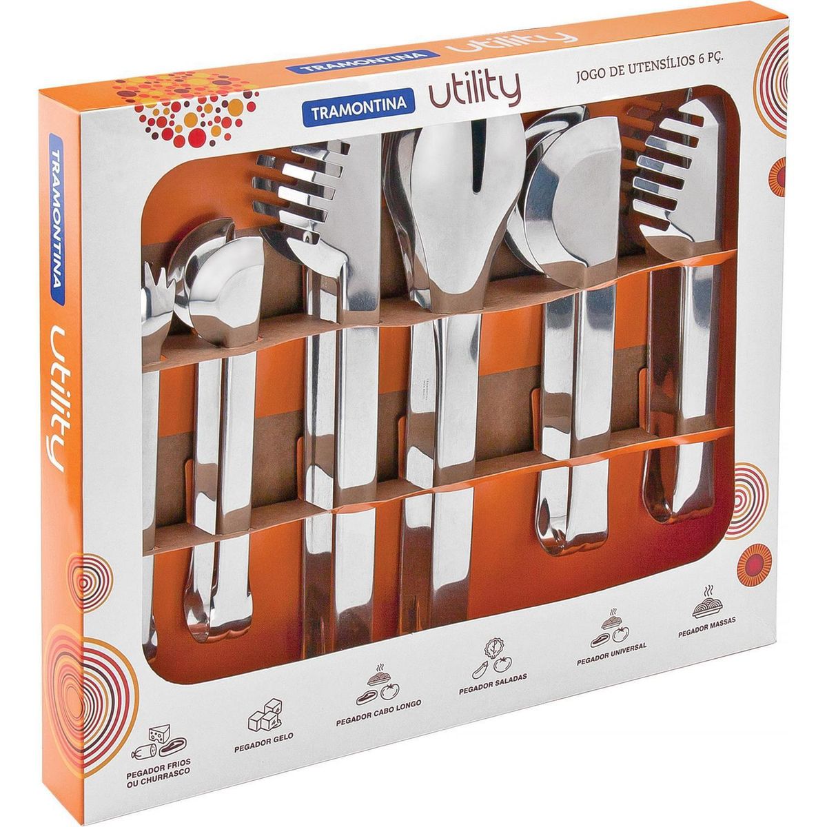 TRAMONTINA - Juego de pinzas acero inoxidable 6 piezas