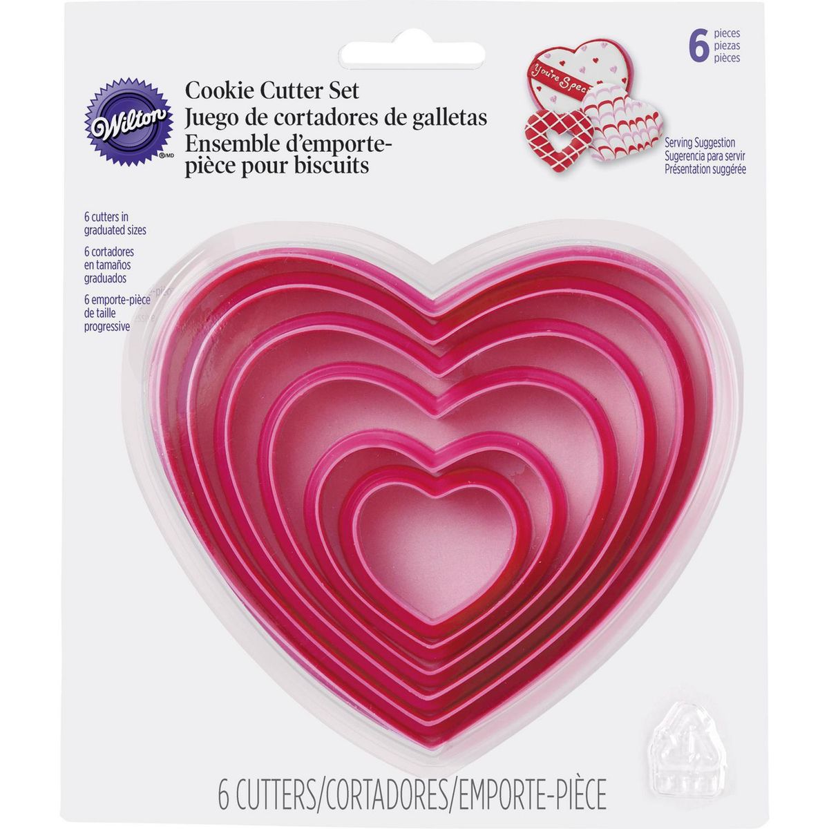 WILTON - Set 6 moldes para galletas corazón
