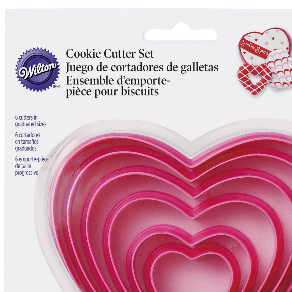 WILTON - Set 6 moldes para galletas corazón