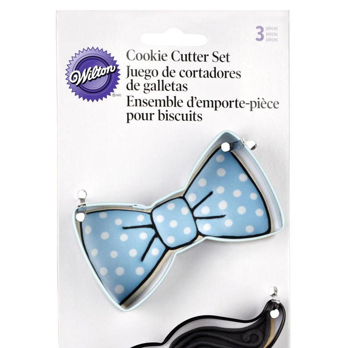 WILTON - Set de 3 Cortadores Galletas Wilton Moño Bigote y Labios