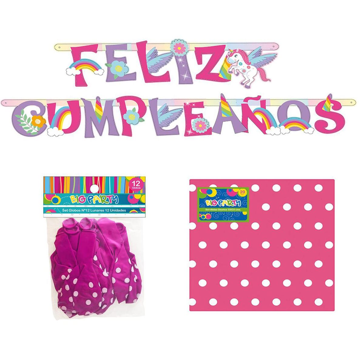 Set Cumpleaños Unicornio, marca BIG PARTY - Foto 2