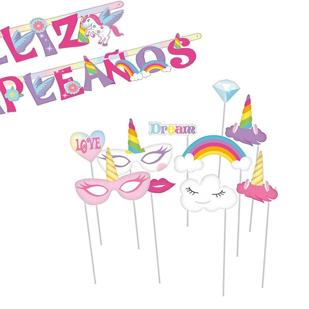 BIG PARTY - Set cumpleaños unicornio con juego de memoria
