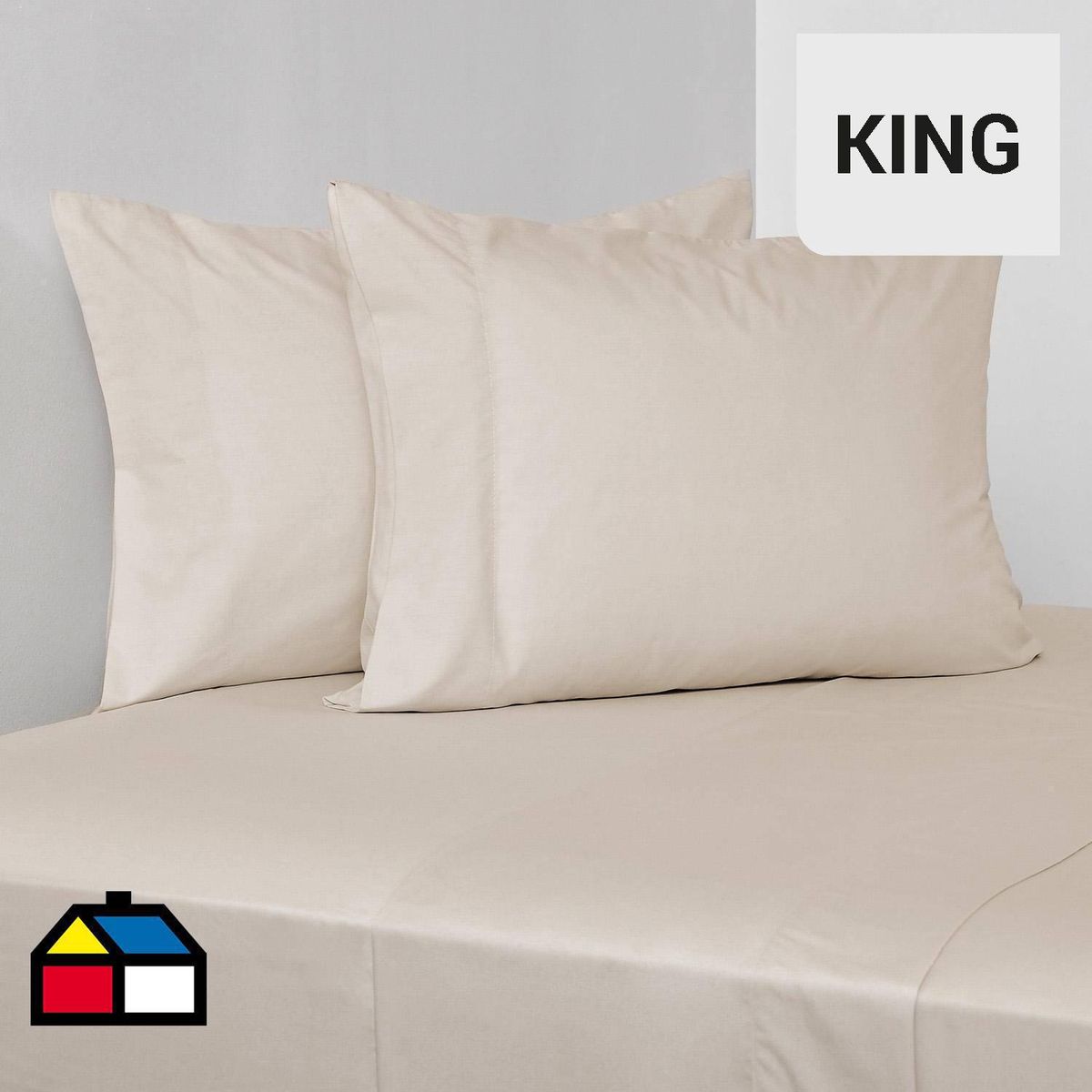 ROYAL SUPREME - Juego de Sábanas Liso Super king 300 Hilos Beige