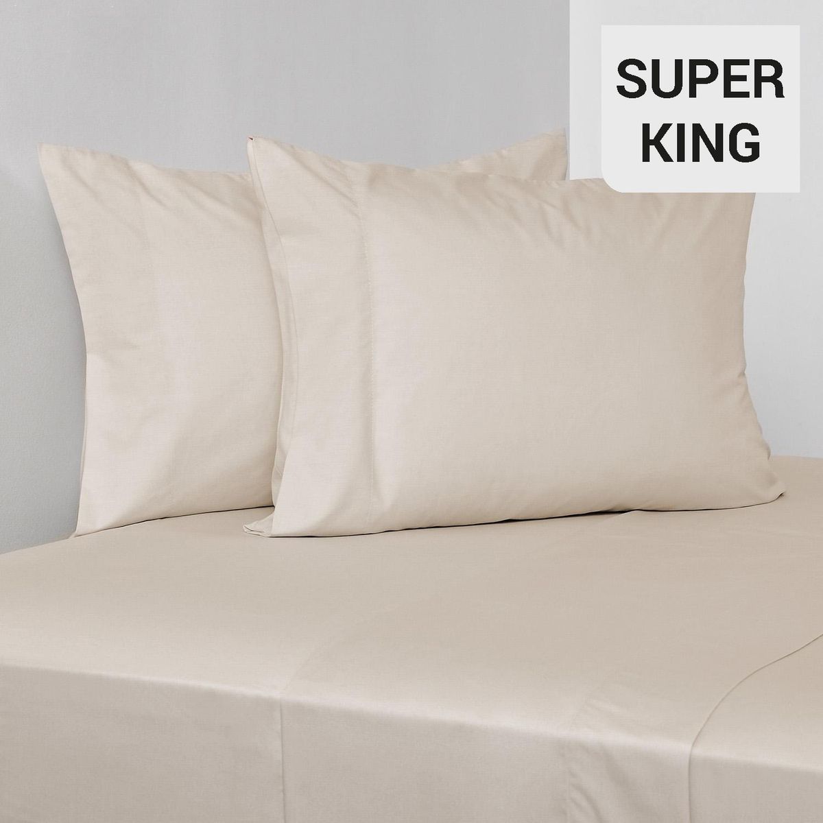 ROYAL SUPREME - Juego de Sábanas Liso Super king 300 Hilos Beige