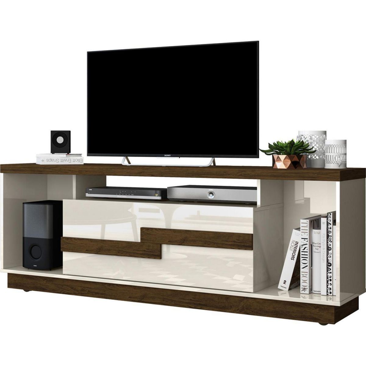 ALTAVISION - Rack Bia 59x160x37 Blanco/Café.