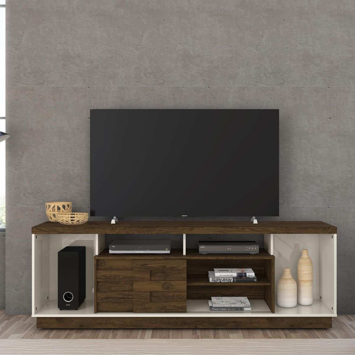 ALTAVISION - Rack Adria 63x182x39 Blanco/Café