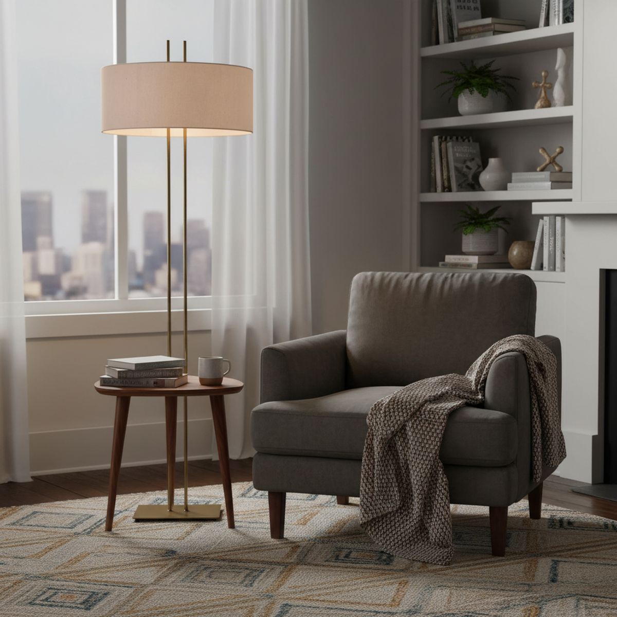 DISEÑO 3 - Lámpara de Pie H Bronce Dorado 50x160 cm