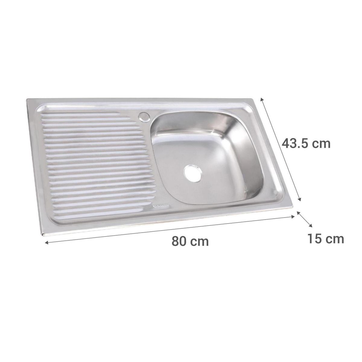 SPLENDID - Lavaplatos Empotrado Izquierdo 1 Cubeta(s) 80x15x44 cm Acero inoxidable