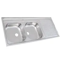 Lavaplatos Empotrado Derecho 2 Cubeta(s) 124x15x44 cm Acero inoxidable