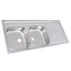SPLENDID - Lavaplatos Empotrado 2 Cubeta(s) 124x15x44 cm Acero inoxidable