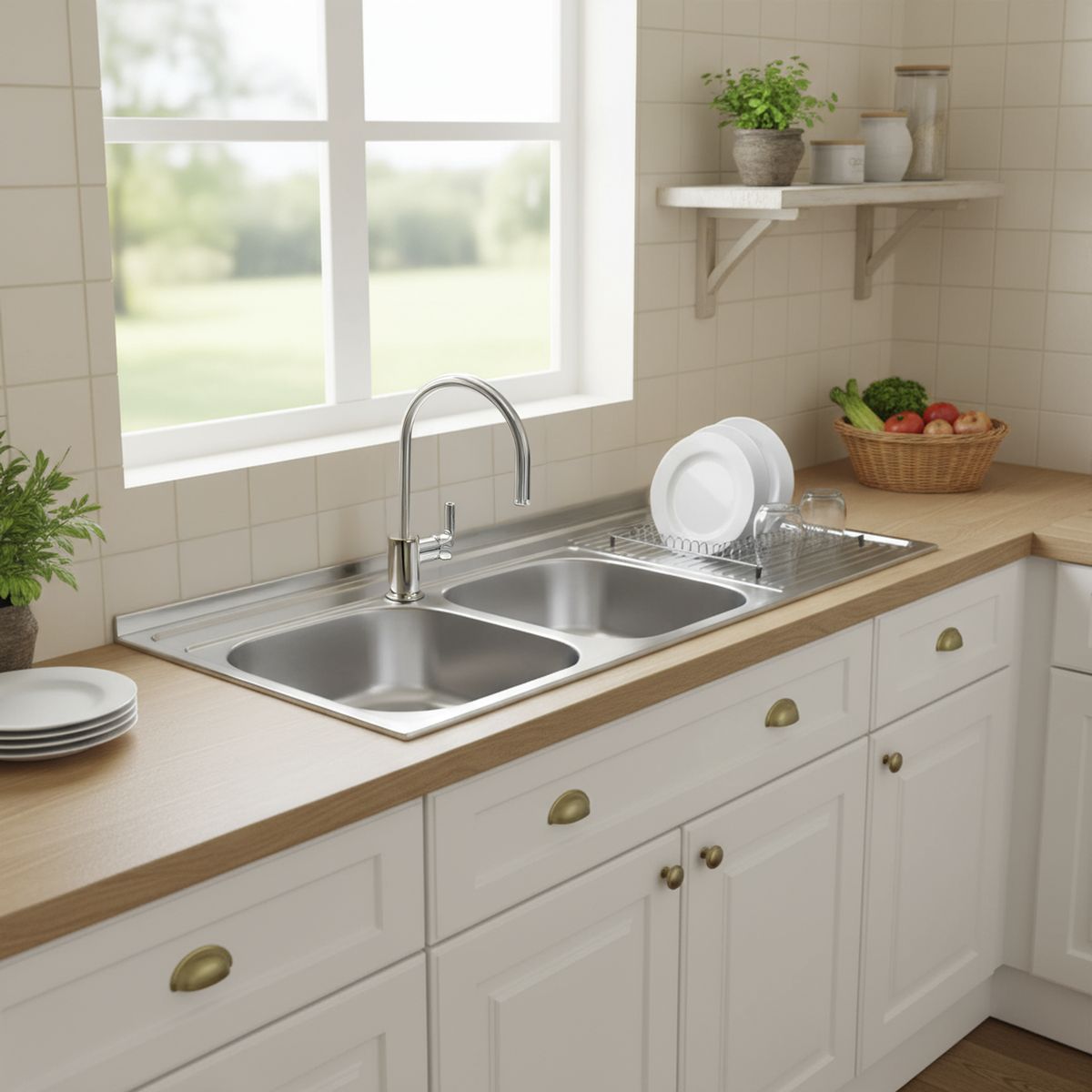 SPLENDID - Lavaplatos Empotrado Derecho 2 Cubeta(s) 124x15x44 cm Acero inoxidable