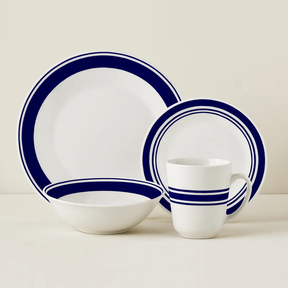 JUST HOME COLLECTION - Juego de Loza 16 Piezas Porcelana Borde Blanco