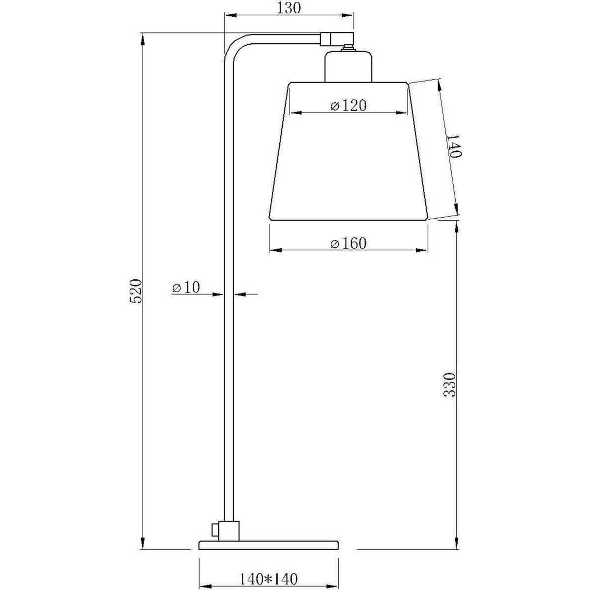 DISEÑO 3 - Lámpara Velador Ele Cobre SM Gris 20x52 cm