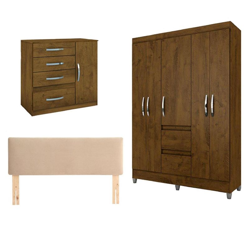 ROCH LTDA - Combo closet dakar + cómoda + respaldo