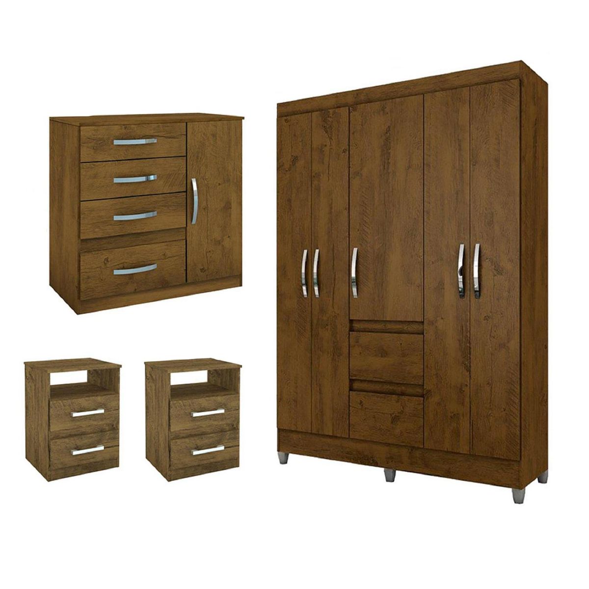ROCH LTDA - Combo Closet Dakar + Cómoda + 2 Veladores