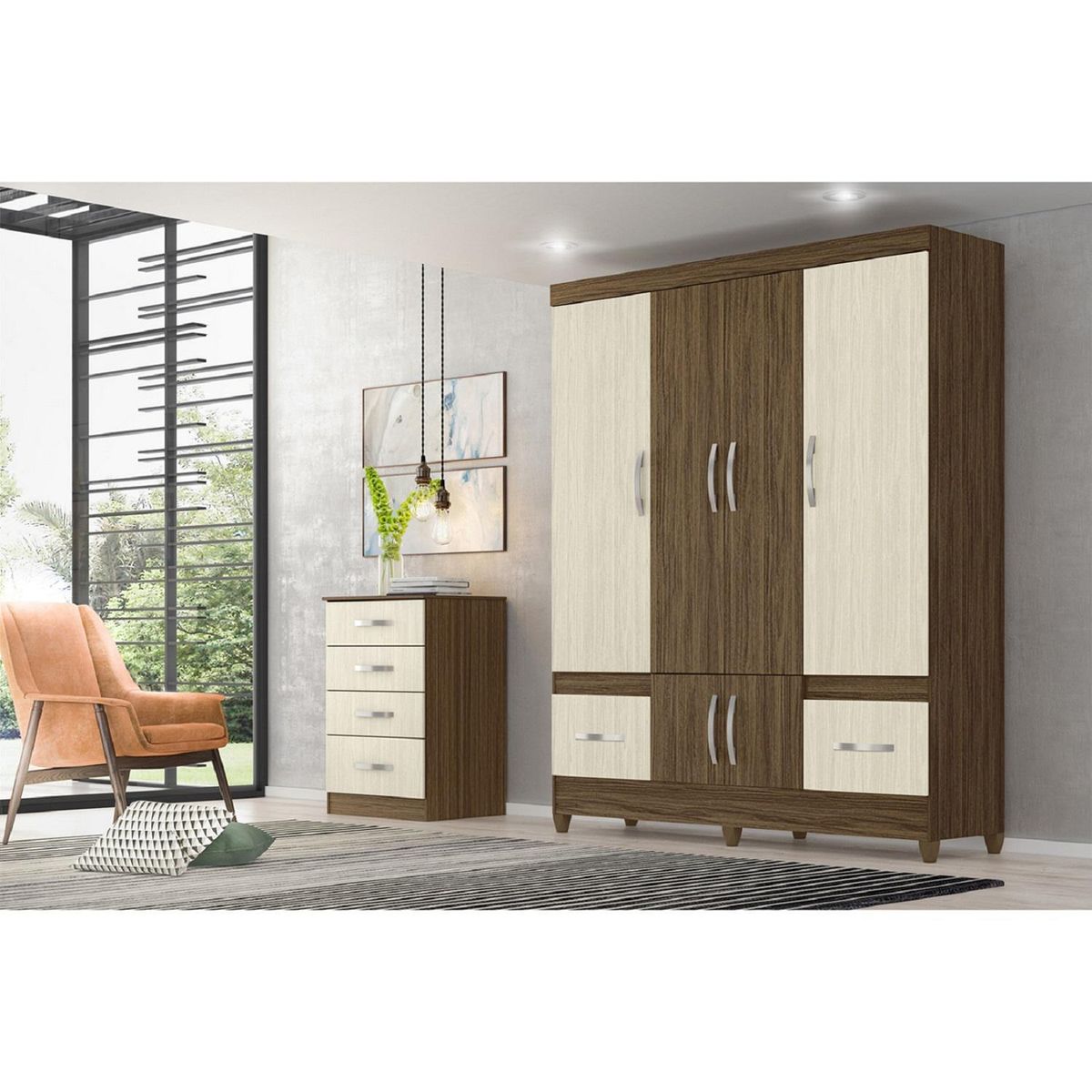 ROCH LTDA - Clóset Papel 4 Puerta(s) 2 Cajón(es) 3 Repisa(s) 165x204x47 cm Café