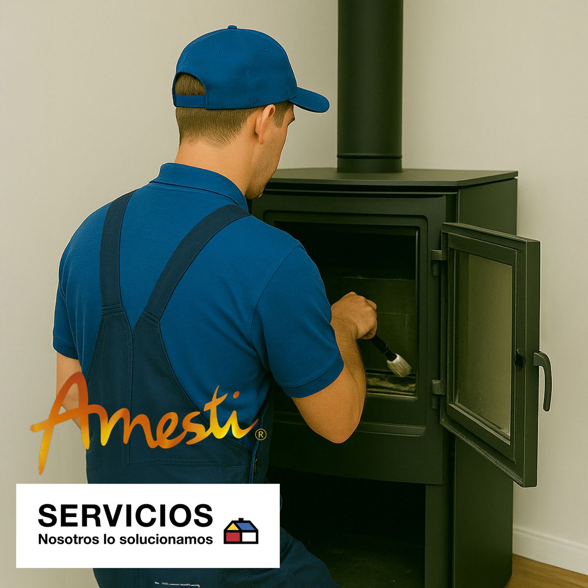 SERVICIOS HOGAR - Servicio de Mantención de calefactor a leña AMESTI en casa de 2 piso