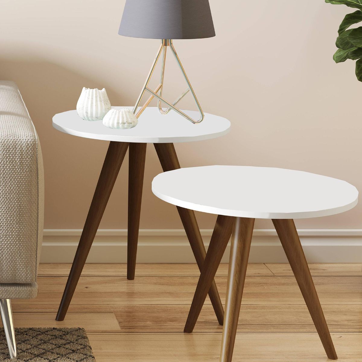 BE DESIGN - Mesa lateral 45x45x41 cm blanco