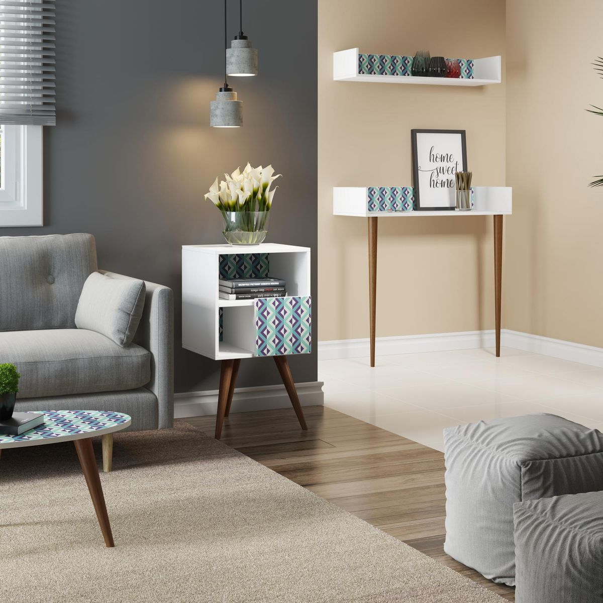 BE DESIGN - Mesa 35x40x71 cm blanco