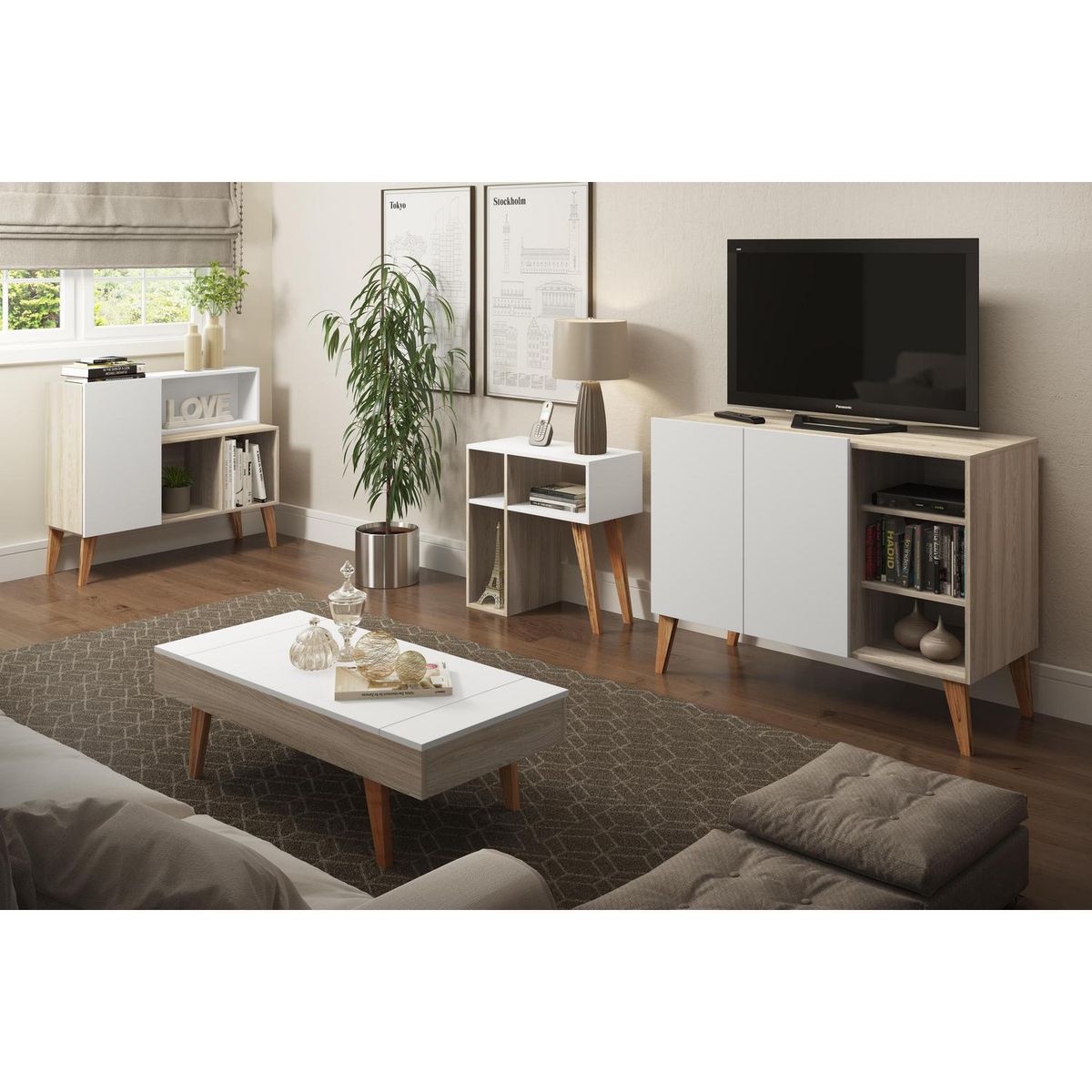 BE DESIGN - Buffet Leaves Beige 104x46x79 cm