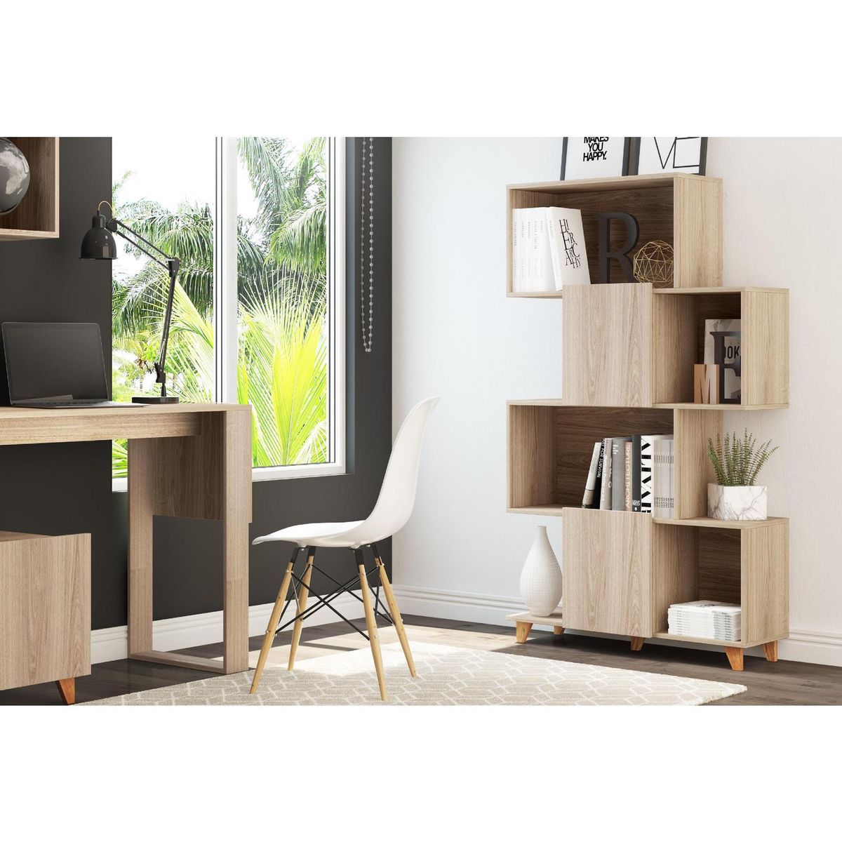 BE DESIGN - Estante Zig Zag MDF 4 Nivel(es) 89x146x31 cm Beige