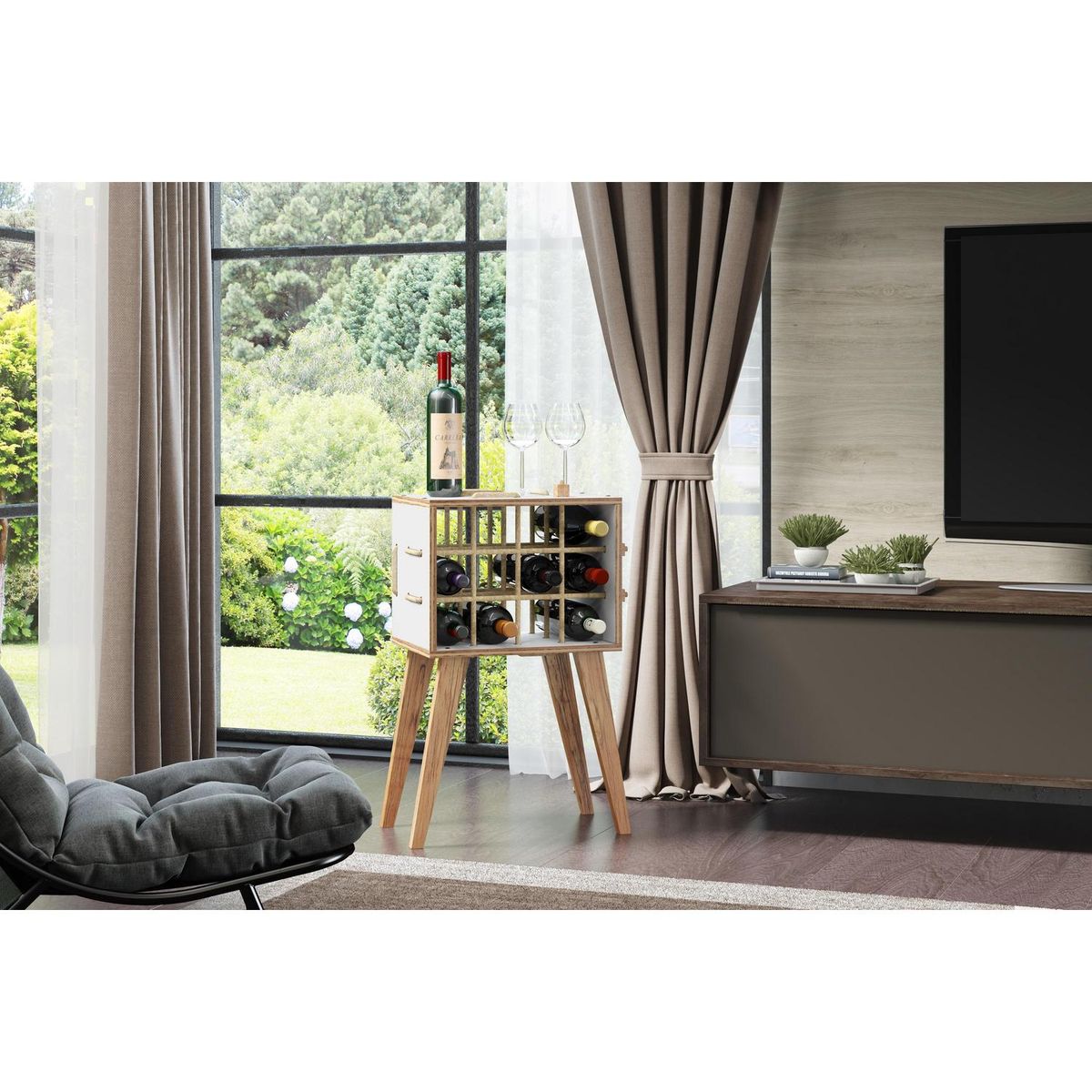 BE DESIGN - Bar 12 Botellas 48x73x30 cm Blanco