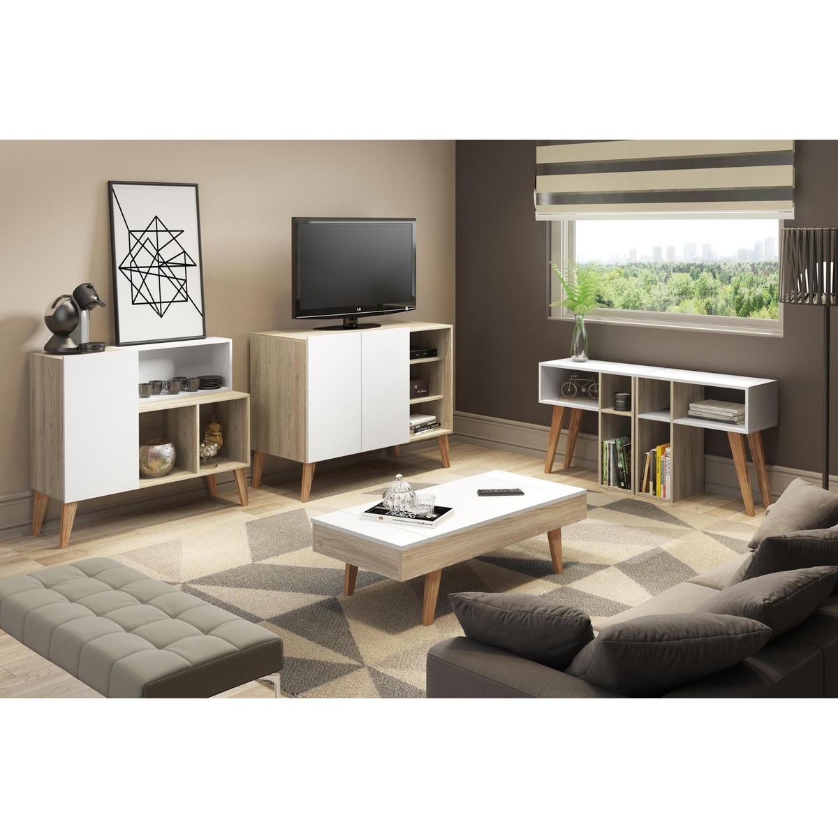 BE DESIGN - Mesa de centro 45x100x31 cm beige