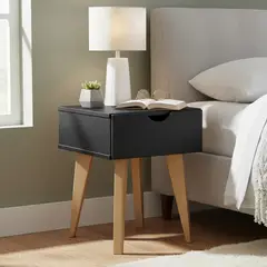 BE DESIGN - Velador 1 Cajón 35x46,5x40 cm Negro