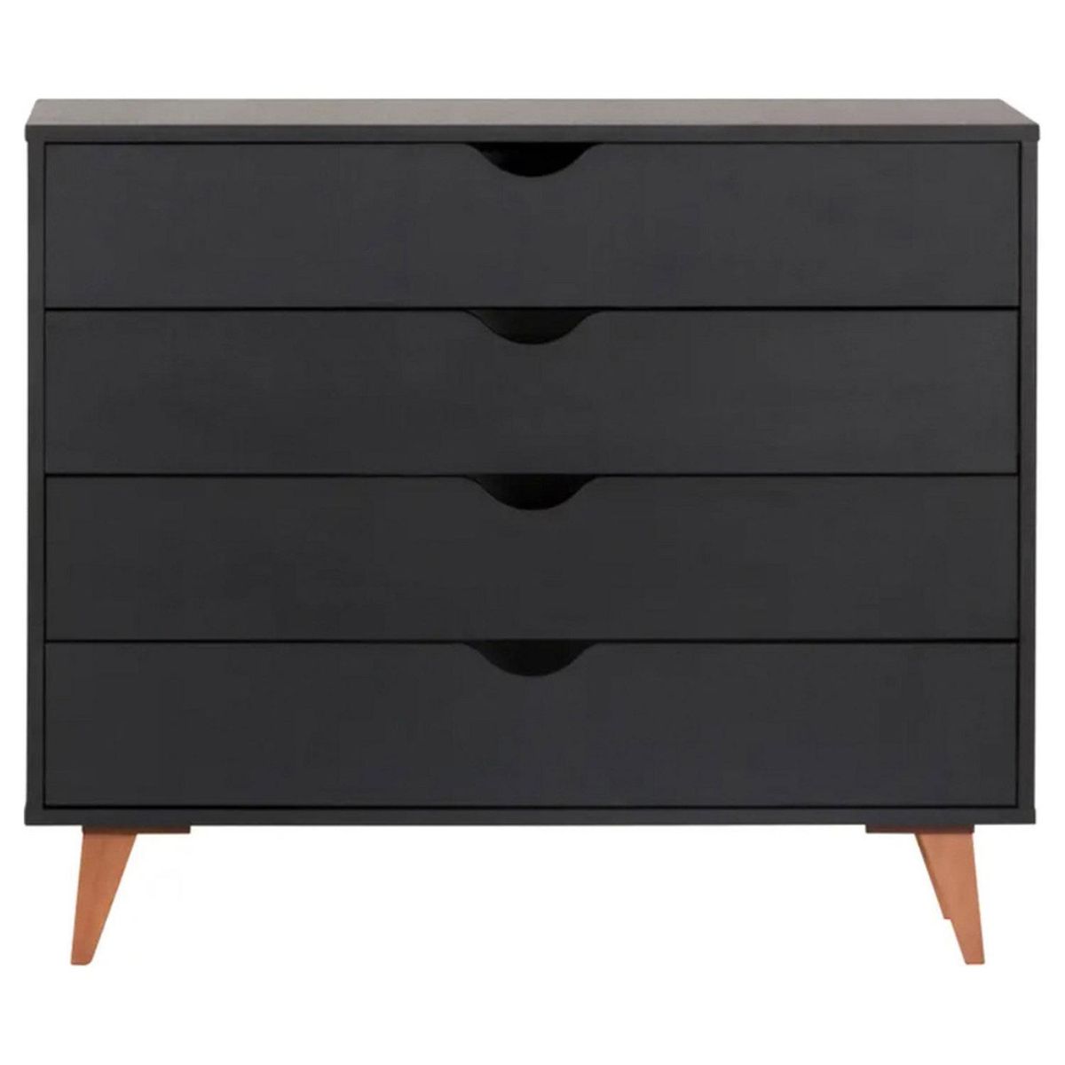 BE DESIGN - Cómoda 4 Cajón 90x76x40 cm Negro